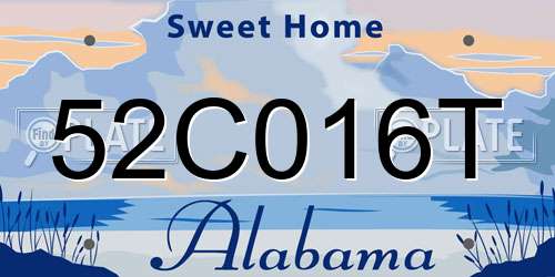 52C016T Alabama License Plate