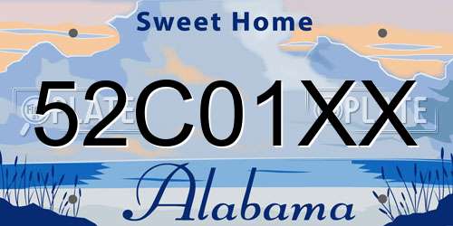 52C01XX Alabama License Plate