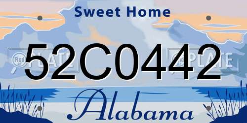 52C0442 Alabama License Plate