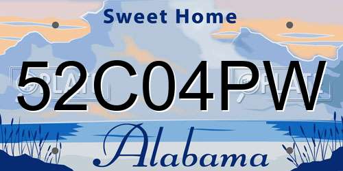 52C04PW Alabama License Plate