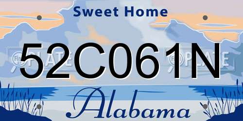 52C061N Alabama License Plate