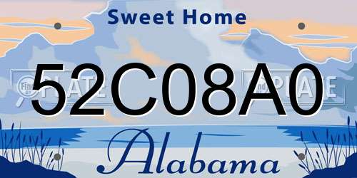 52C08A0 Alabama License Plate