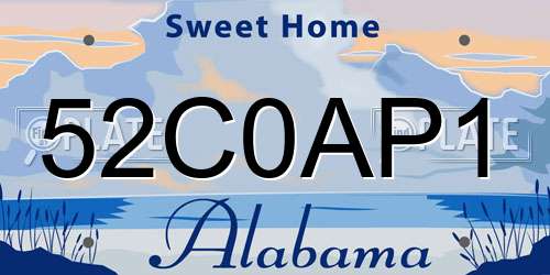 52C0AP1 Alabama License Plate