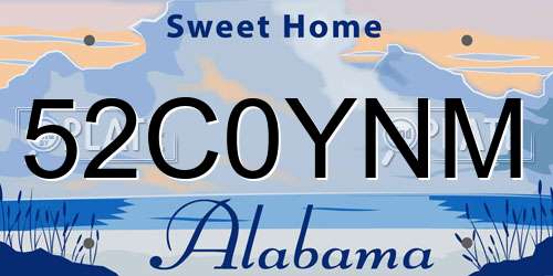 52C0YNM Alabama License Plate