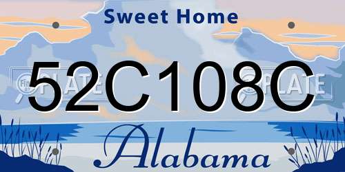 52C108C Alabama License Plate