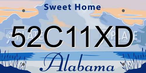 52C11XD Alabama License Plate