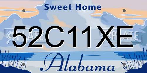 52C11XE Alabama License Plate