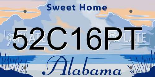 52C16PT Alabama License Plate
