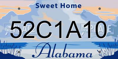 52C1A10 Alabama License Plate