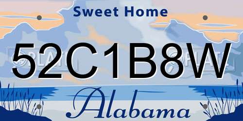52C1B8W Alabama License Plate
