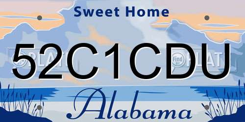 52C1CDU Alabama License Plate