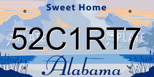 52C1RT7 Alabama License Plate