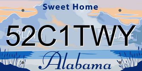 52C1TWY Alabama License Plate