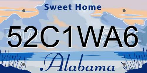 52C1WA6 Alabama License Plate