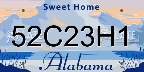 52C23H1 Alabama License Plate