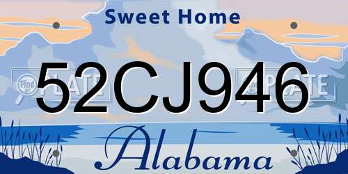 52CJ946 Alabama License Plate