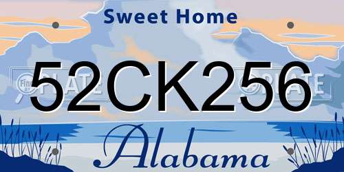 52CK256 Alabama License Plate