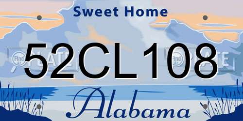 52CL108 Alabama License Plate