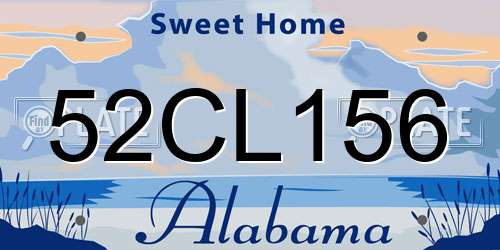 52CL156 Alabama License Plate