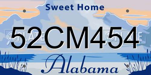 52CM454 Alabama License Plate