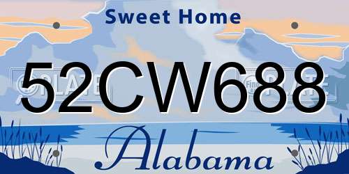 52CW688 Alabama License Plate