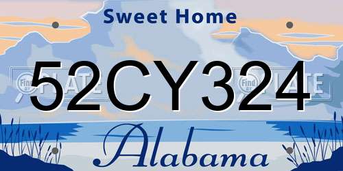 52CY324 Alabama License Plate