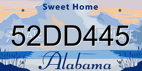 52DD445 Alabama License Plate
