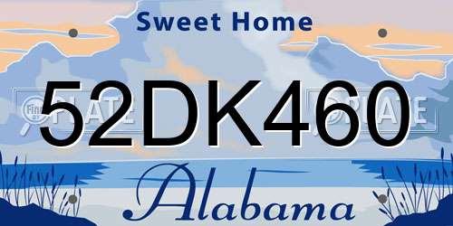 52DK460 Alabama License Plate