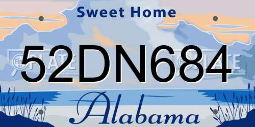 52DN684 Alabama License Plate