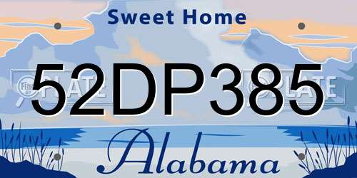 52DP385 Alabama License Plate