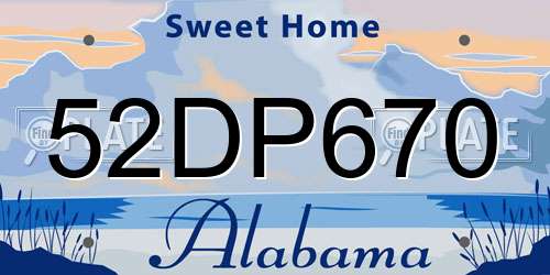 52DP670 Alabama License Plate