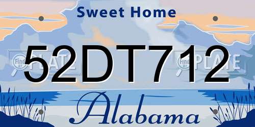 52DT712 Alabama License Plate