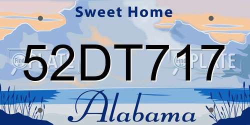 52DT717 Alabama License Plate