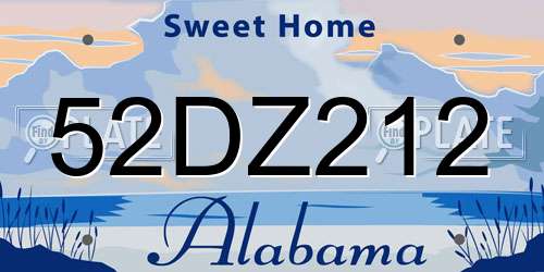 52DZ212 Alabama License Plate