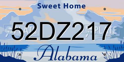 52DZ217 Alabama License Plate