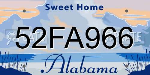 52FA966 Alabama License Plate