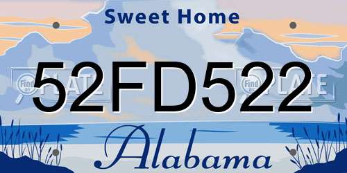 52FD522 Alabama License Plate
