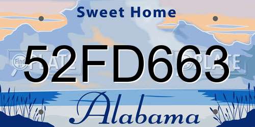 52FD663 Alabama License Plate