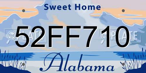 52FF710 Alabama License Plate