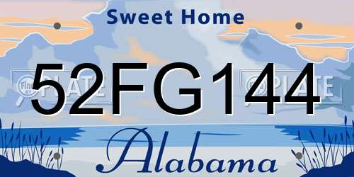 52FG144 Alabama License Plate
