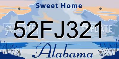 52FJ321 Alabama License Plate