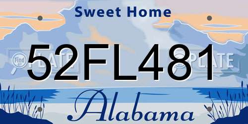 52FL481 Alabama License Plate