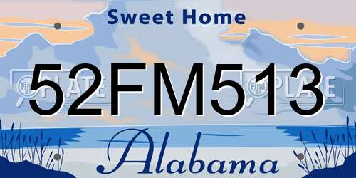 52FM513 Alabama License Plate