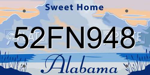 52FN948 Alabama License Plate