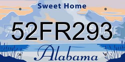 52FR293 Alabama License Plate