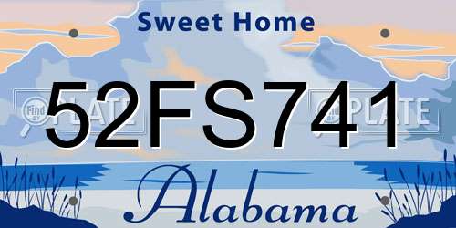 52FS741 Alabama License Plate