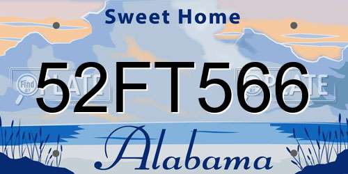 52FT566 Alabama License Plate