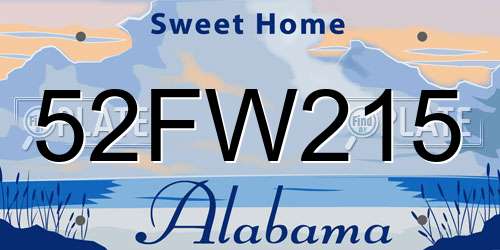52FW215 Alabama License Plate