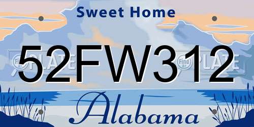 52FW312 Alabama License Plate