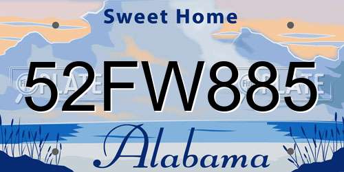 52FW885 Alabama License Plate